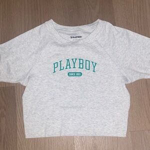 PLAYBOY Kids Light Gray Tee with Green Logo